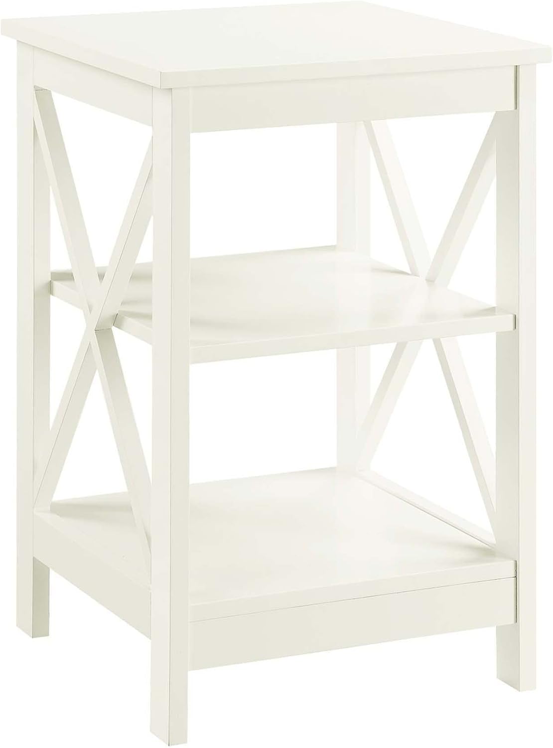 Convenience Concepts Oxford End Table 15.75" - Modern Living Room Table with Storage Shelves, Transitional Nightstand Side Table for Home Decor and Display, Ivory