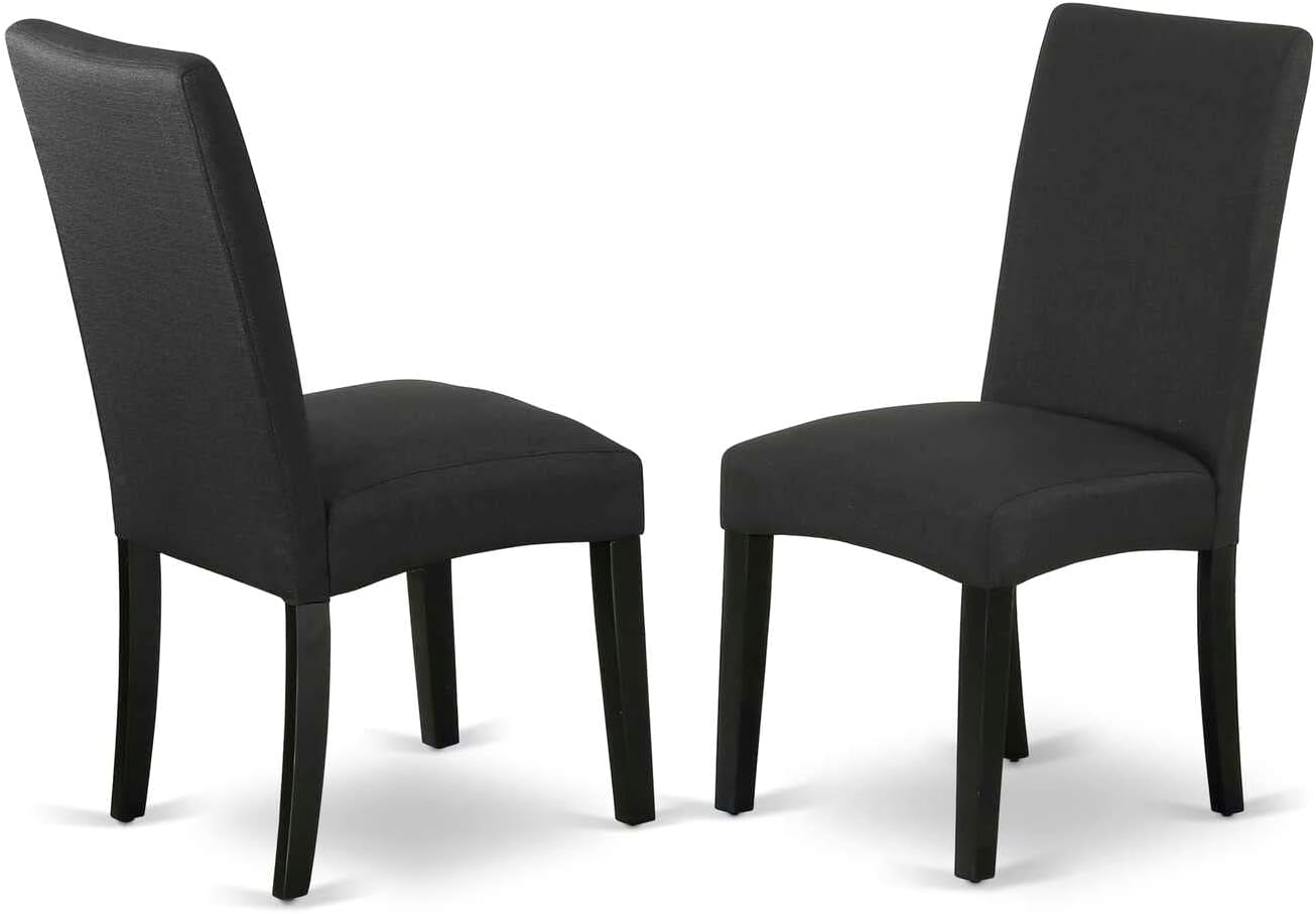 East West Furniture ESDA3-BCH-C 3 Piece Dinette Set for Small Spaces Contains a Round Dining Table with Pedestal and 2 Linen Fabric Upholstered Dining Chairs, 30x30 Inch, Black & Cherry