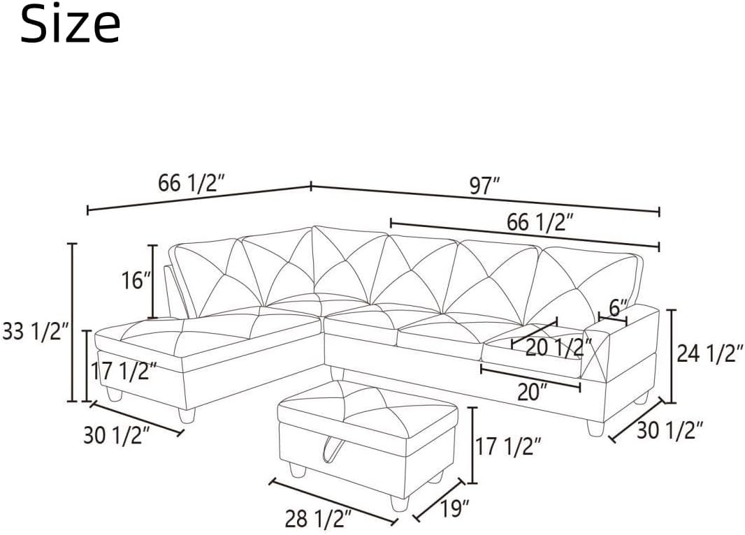 NAYSAYE L Shaped Couch, Modular Sectional Couch with Ottoman Storage, Modern Lounge Sofa Convertible Sectional Couches for Living Room, Apartment, Brown