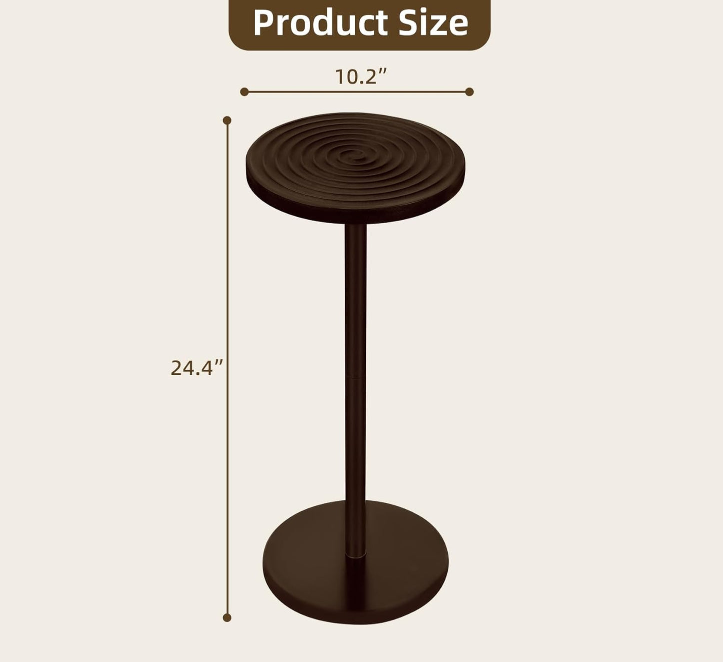 ZYBT Pedestal Side Table,10.24" Natural Wood Round Coffee Table, Drink Table Pedestal, Coffee Tables for Small Spaces, Martini Tables, Round Cocktail Small Side Tables for Living Room(Black)