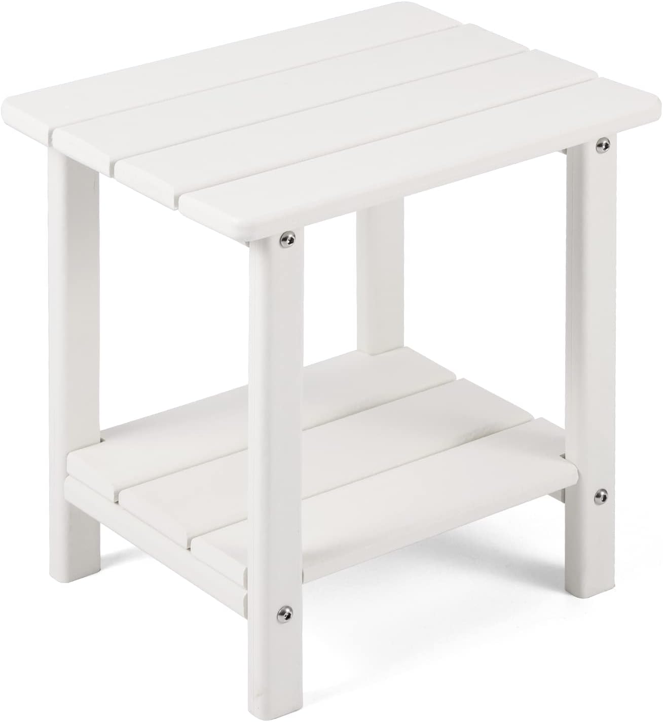 Adirondack Outdoor Side Table, 2-Tier Sturdy Patio End Table Weather Resistant, 16.5" Solid Side Table for Patio, Pool, Porch
