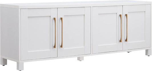 Henn&Hart Rectangular TV Stand for TV's up to 80" in White, TV Stands for the Living Room