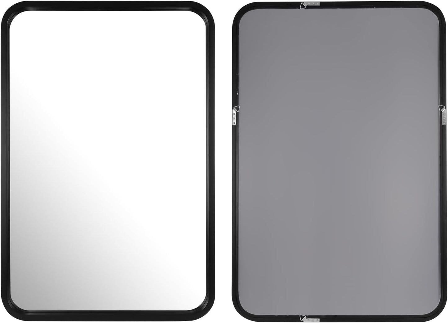 WallBeyond 24x36 Inch Wood Mirror for Bathroom, Wooden Frame Wall Mirror Farmhouse Wall Mounted Rectangle Mirror for Vanity (Horizontal/Vertical Black Color)