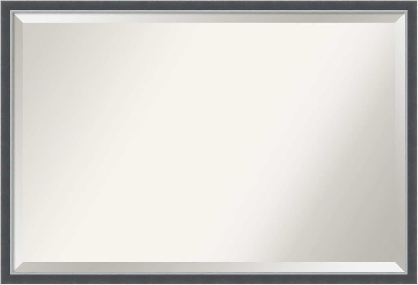 Amanti Art Black Bathroom Mirror for Over Sink, 26x38 Eva Black Silver Thin Rectangle Vanity Mirror, Large Modern Frame, Hangs Horizonally and Vertically, Bathroom Wall Decor, Beveled Edge