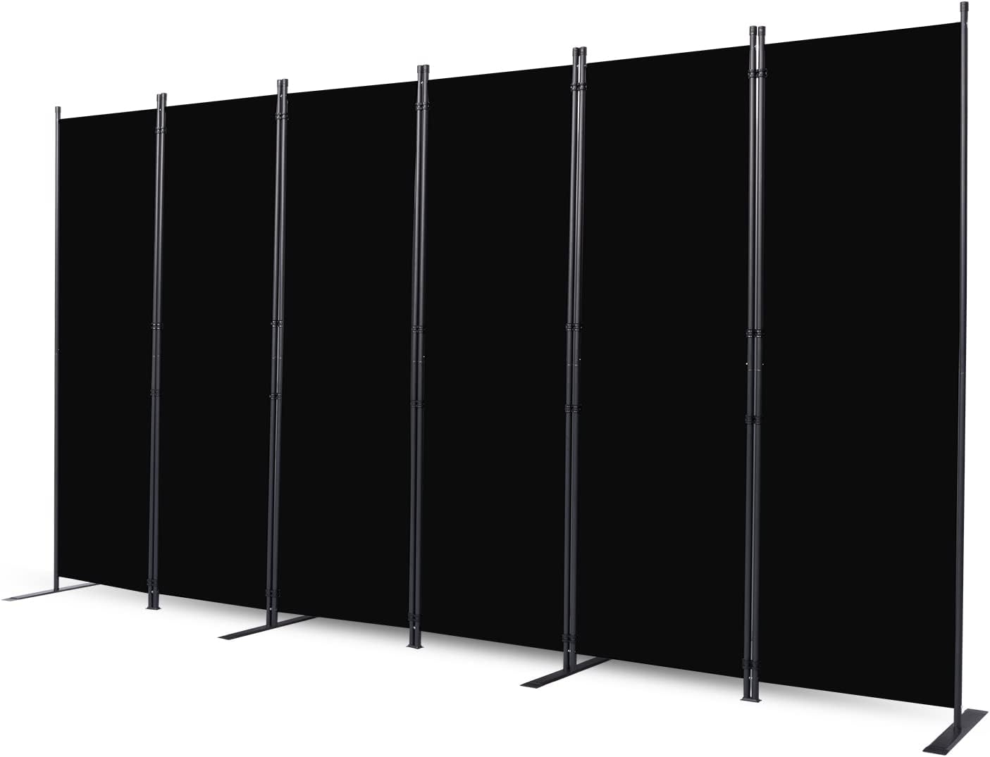 Room Divider, 6 Panel Folding Privacy Screens with Wider Support Feet, 6 Ft Portable Room Partition for Room Separator, 132" W X 71" H, Black