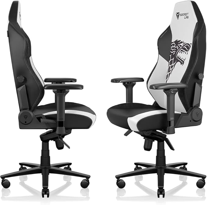 Secretlab Titan Evo House Stark Gaming Chair - Reclining - Ergonomic & Comfortable Computer Chair with 4D Armrests - Magnetic Head Pillow & Lumbar Support - Small - Black/White - Leatherette