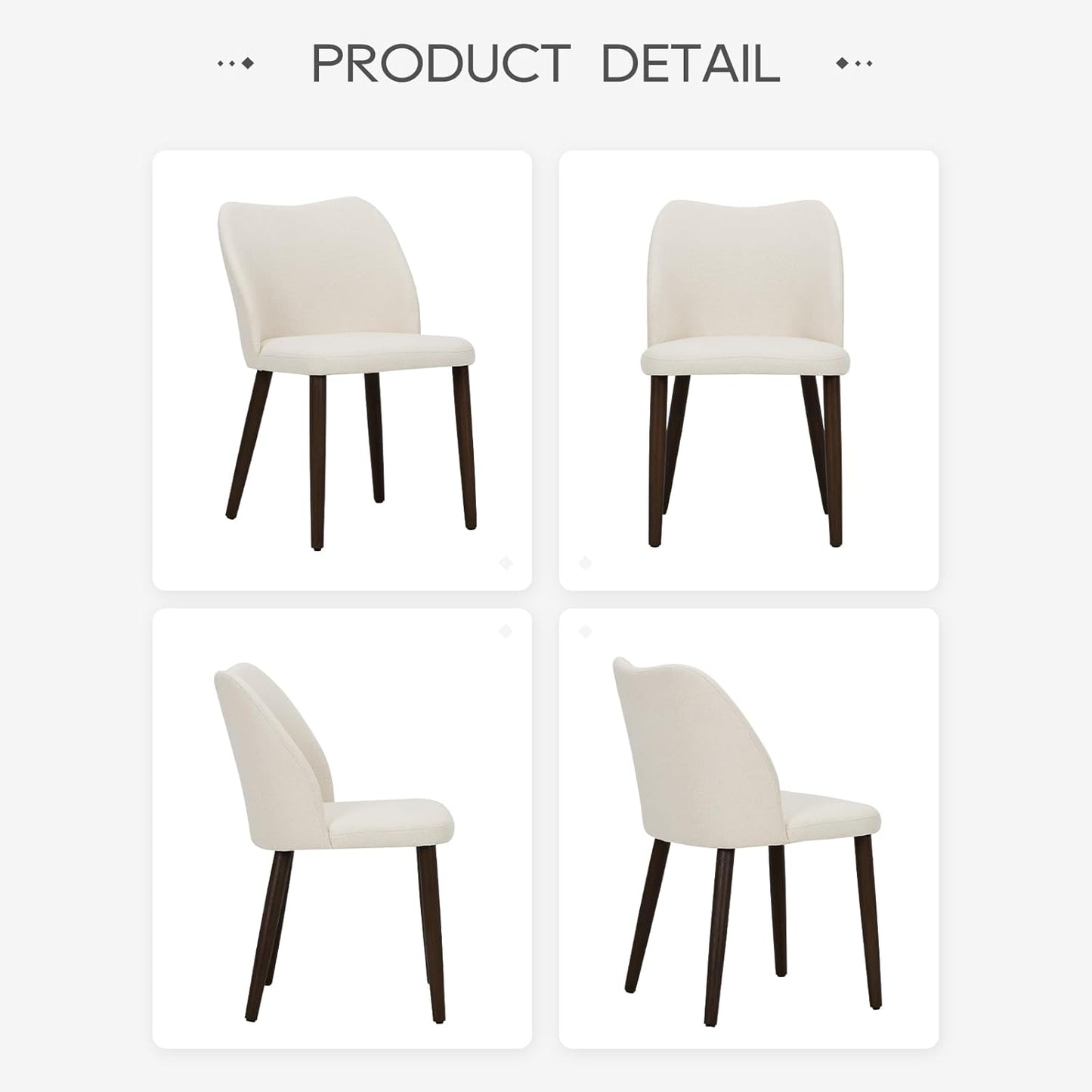 COLAMY Upholstered Dining Chairs Set of 2, Modern Fabric Dining Room Kitchen Side Chair with Padded Seat and Wood Legs for Restaurant/Cafe, Beige
