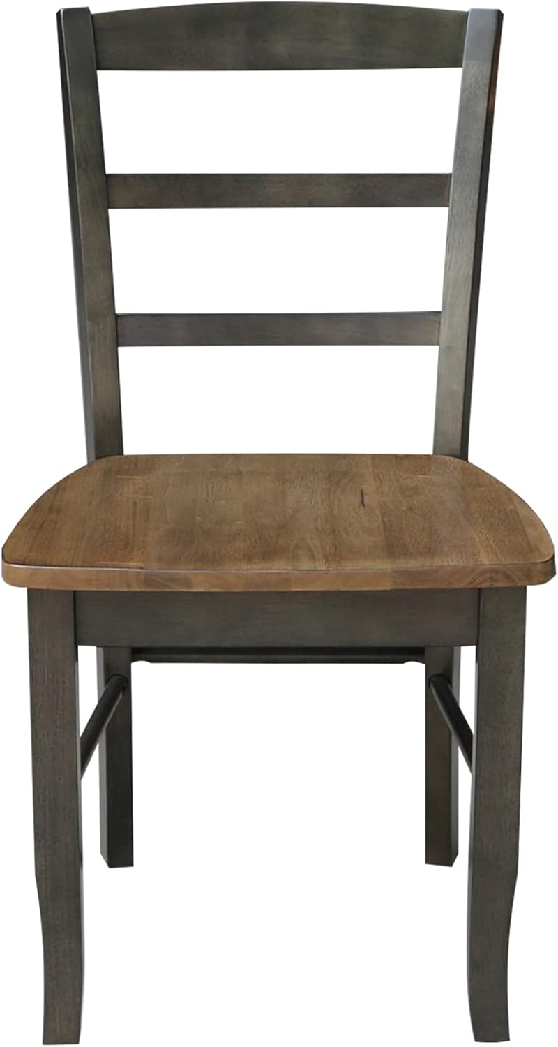 IC International Concepts Set of Two Madrid Ladderback Dining Chairs, Hickory/Washed Coal