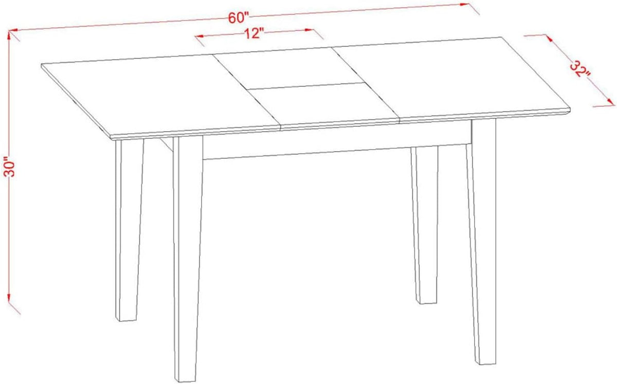 East West Furniture PSNO5C-MAH-W 5 Piece Kitchen Table & Chairs Set Includes a Rectangle Dining Table with Butterfly Leaf and 2 Dining Room Chairs with 2 Benches, 32x60 Inch, Mahogany