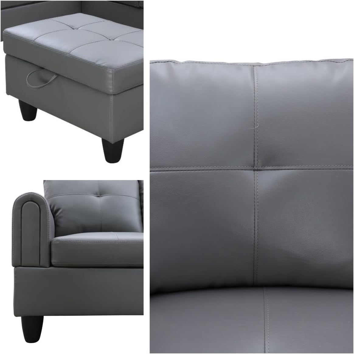 NAYSAYE Sectional Couch with Ottoman Storage, L Shaped Couch Sofa Furniture Sets, Modern Comfy Modular Comfy Sofa for Living Room Bedroom, Office and Apartment, Grey