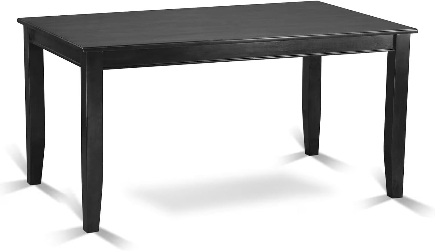 East West Furniture DUAB5-BLK-73 5 Piece Dining Room Table Set Includes a Rectangle Kitchen Table and 4 Eggnog Faux Leather Parson Dining Chairs, 36x60 Inch, Black