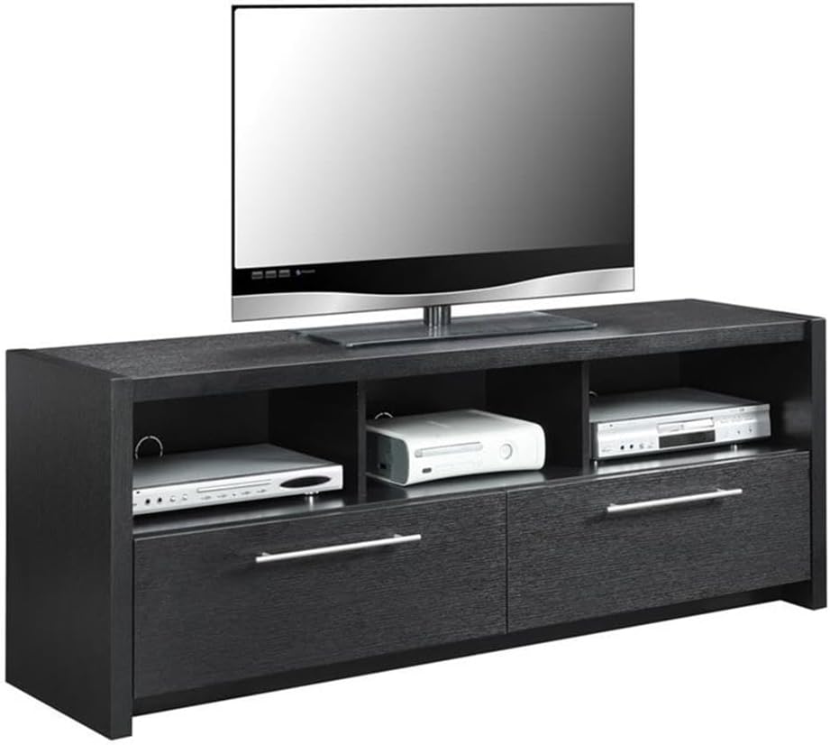 Convenience Concepts Newport Marbella TV Stand 60" - Modern Entertainment Center for TVs up to 65", Contemporary Media Console with Storage Cabinets & Shelves for Living & Family Room, Black