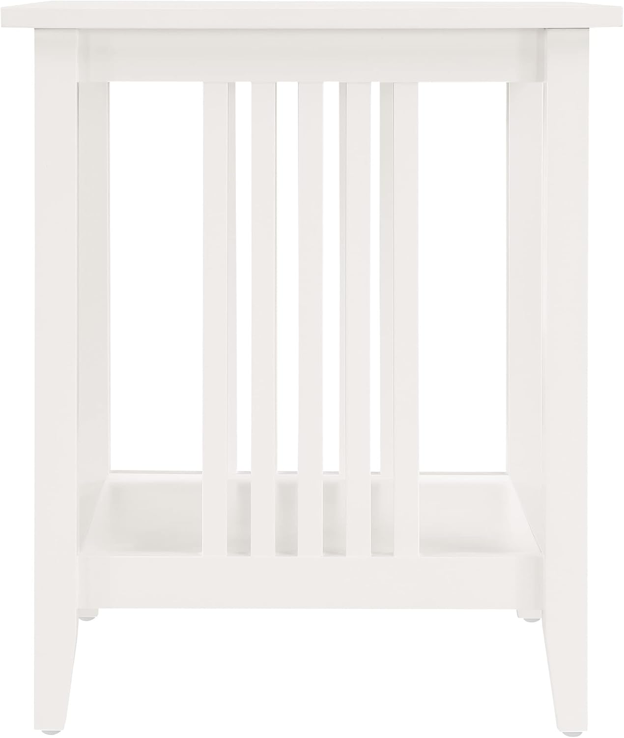 OSP Home Furnishings Sierra Side Table with Lower Storage Shelf and Mission Style Side Panels, White
