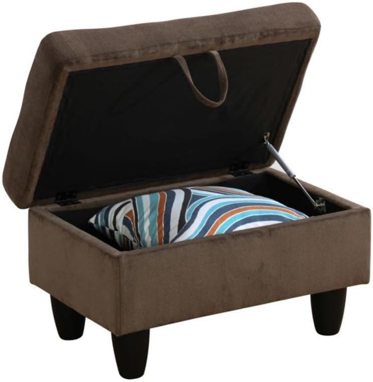 Brown L-Shaped 3-Piece Corduroy Fabric Sofa with Storage Ottoman Set, Sectional Couch Sofa Set for Living Room, Office, Small Space