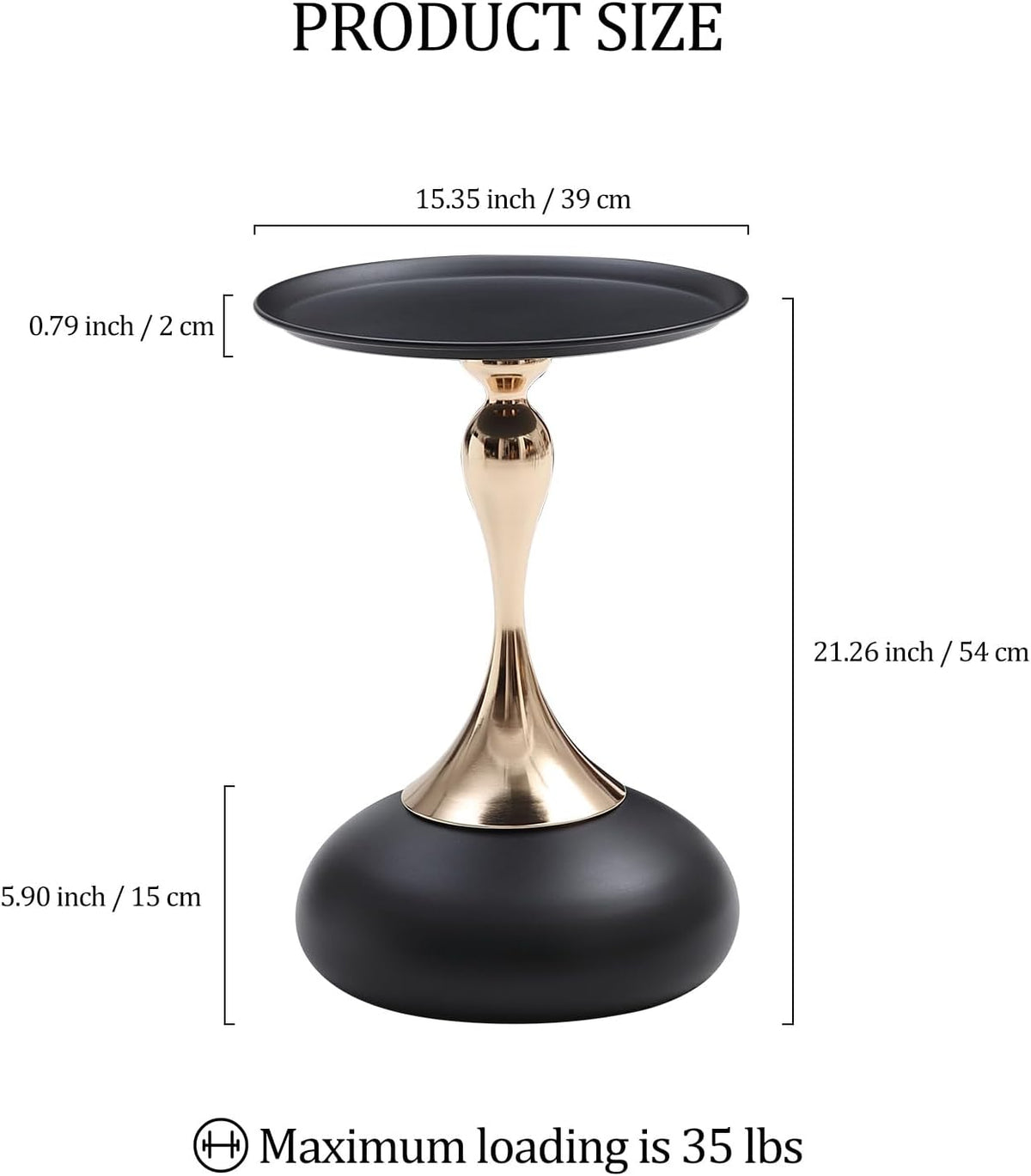 Small Black Round Side Table Pedestal for Small Spaces, Metal Unique End Table for Living Room, Modern Corner Accent Tables Drink Martini Tables