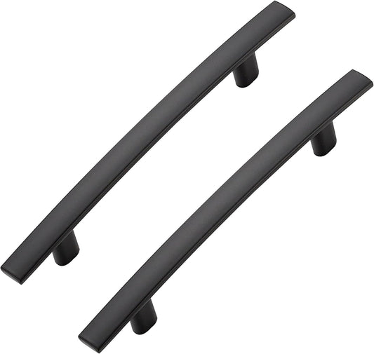 25 Pack Cabinet Handles 4" Hole Center - Curved Cabinet Pulls Black Drawer Pulls for Kitchen Cupboard Solid Hardware for Dresser Drawer Arch Hardware