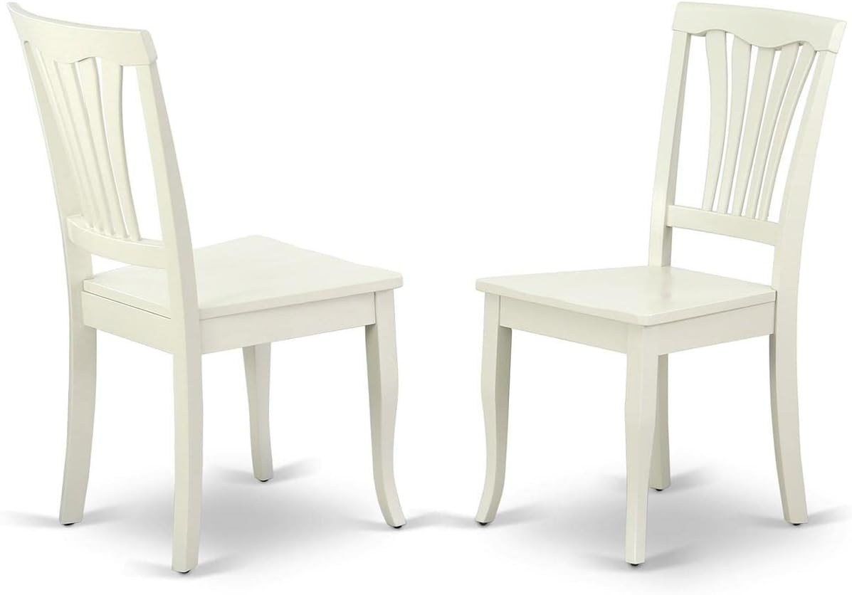 East West Furniture HLAV3-LWH-W 3 Piece Kitchen Table Set for Small Spaces Contains a Round Dining Room Table with Pedestal and 2 Dining Chairs, 42x42 Inch, Linen White