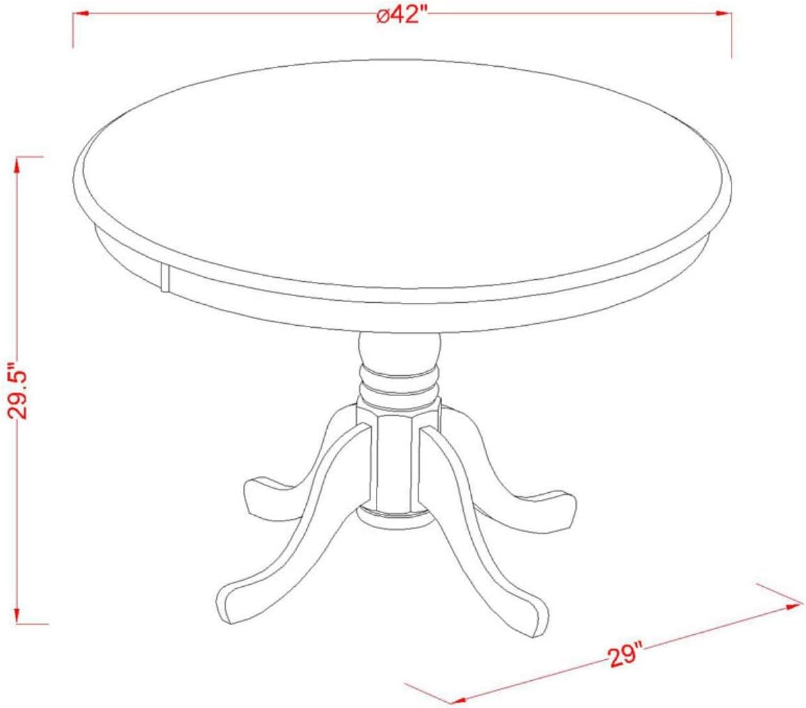 East West Furniture HLBO5-CAP-C 5 Piece Dining Room Furniture Set Includes a Round Dining Table with Pedestal and 4 Linen Fabric Upholstered Chairs, 42x42 Inch, Cappuccino