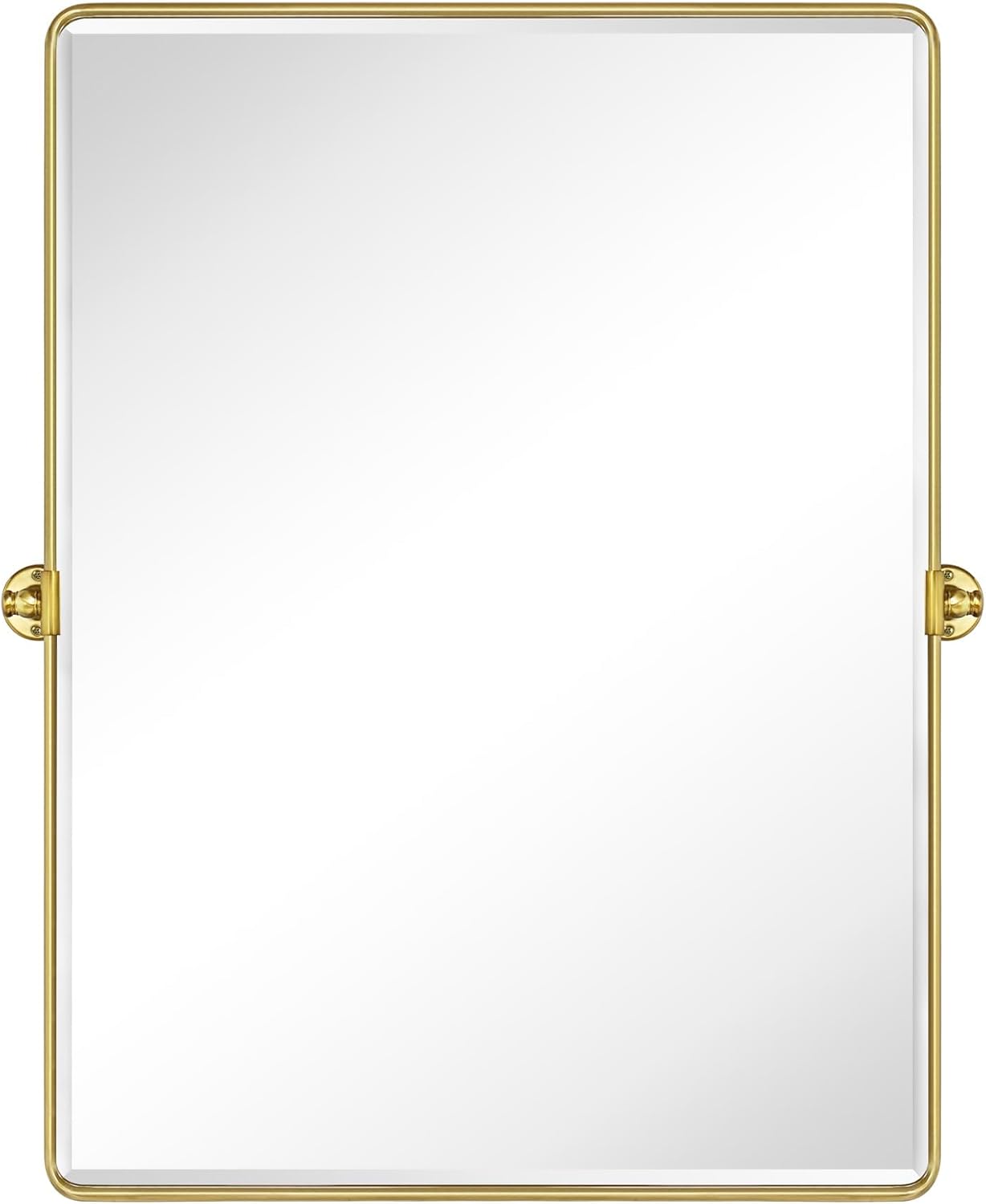 TEHOME 30x40'' Brushed Gold Pivoting Bathroom Vanity Mirror 40x30'' Brushed Brass Metal Framed Rectangle Tilting Beveled Vanity Mirrors for Wall
