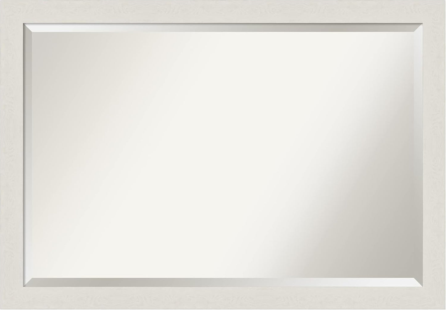Amanti Art White Bathroom Mirror for Over Sink, 28x40 Rustic Plank White Narrow Rectangle Vanity Mirror, Large Rustic Farmhouse Frame, Hangs Horizonally and Vertically, Bathroom Wall Decor, Beveled