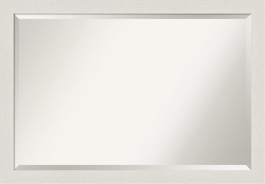 Amanti Art White Bathroom Mirror for Over Sink, 28x40 Rustic Plank White Narrow Rectangle Vanity Mirror, Large Rustic Farmhouse Frame, Hangs Horizonally and Vertically, Bathroom Wall Decor, Beveled