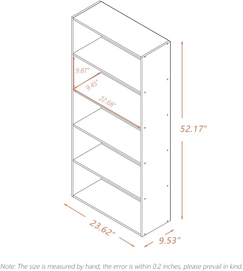 Basic Open Shelf Bookcase - 5-Tier Wooden Cube Storage Shelves Split Bookshelf, White