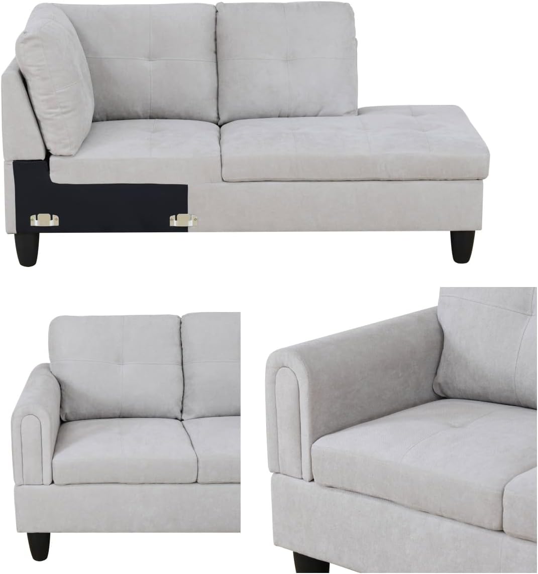 Convertible Sectional Couch, Large L Shaped Couch with Storage, Modern Modular 5-Seat Sectional Sofa with Ottomans for Living Room and Office, Light Grey