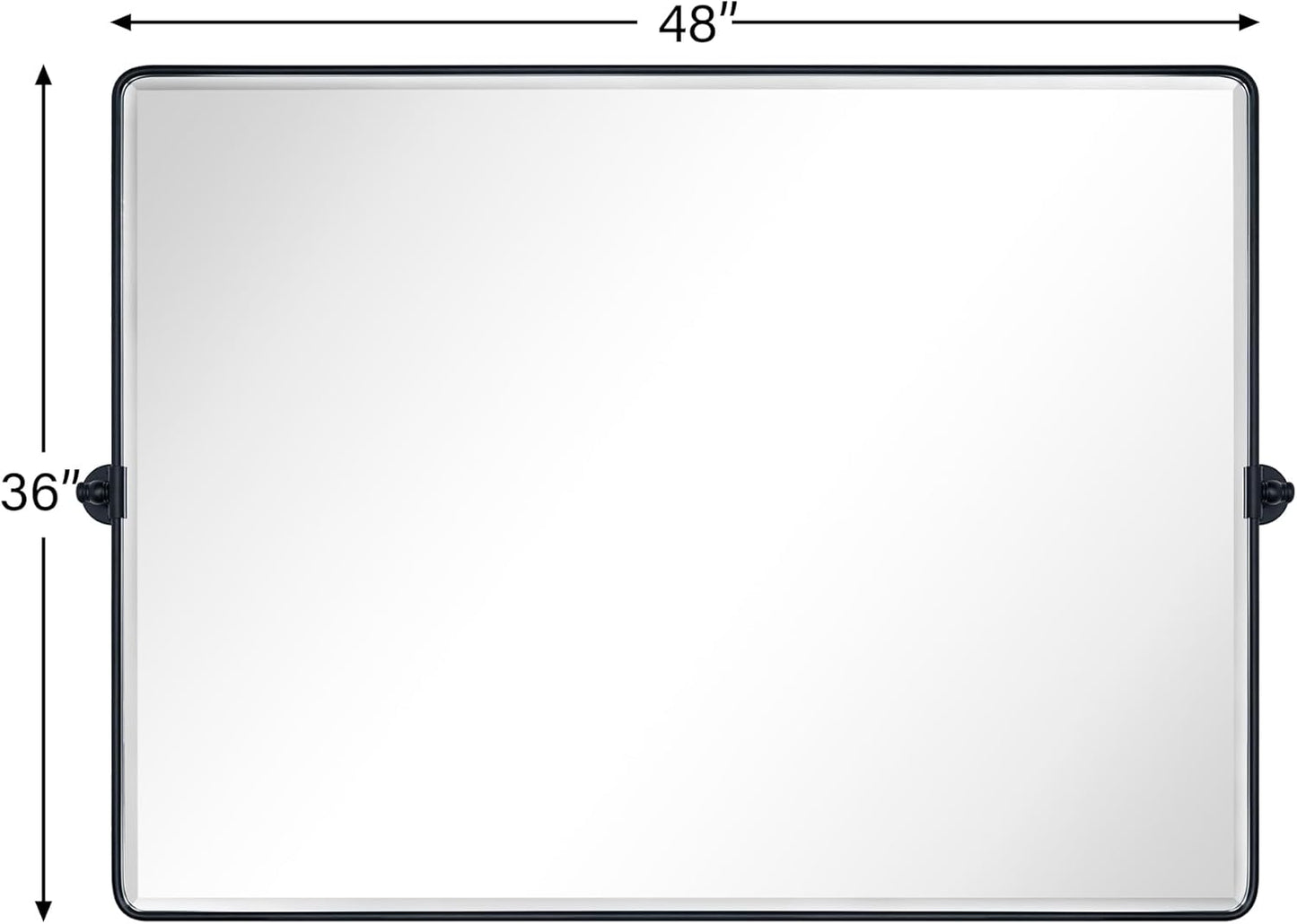 TEHOME 48x36'' Matt Black Horizontal Pivoting Bathroom Vanity Mirror Large Black 36x48'' Metal Framed Rectangle Tilting Beveled Vanity Mirrors for Wall