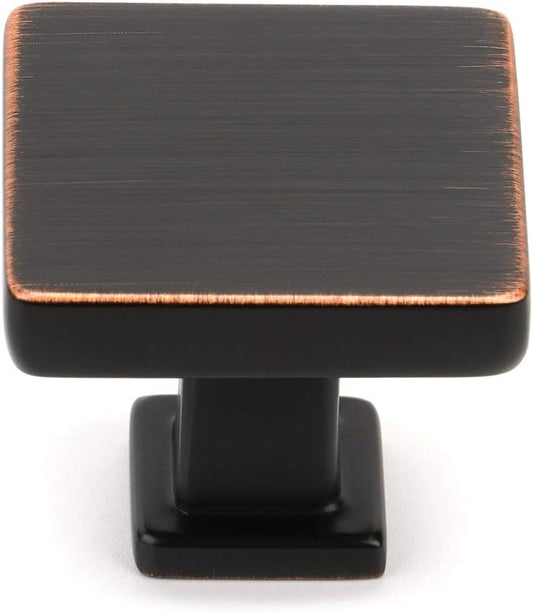 KOOFIZO 10 Pack Oil Rubbed Bronze Cabinet Knobs Bronze Drawer Knobs K08 Square Single Hole Cabinet Pulls for Cabinets Drawer Dresser Cupboard Bedroom Closet Bathroom Vanity