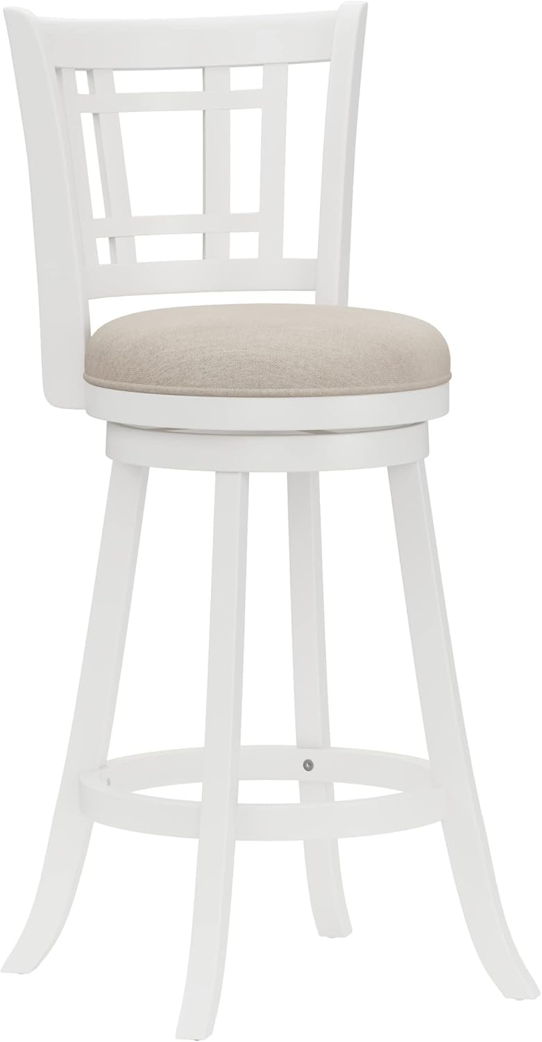 Hillsdale Fairfox Swivel Stool with Rectangular Lattice Back, Bar Height, White