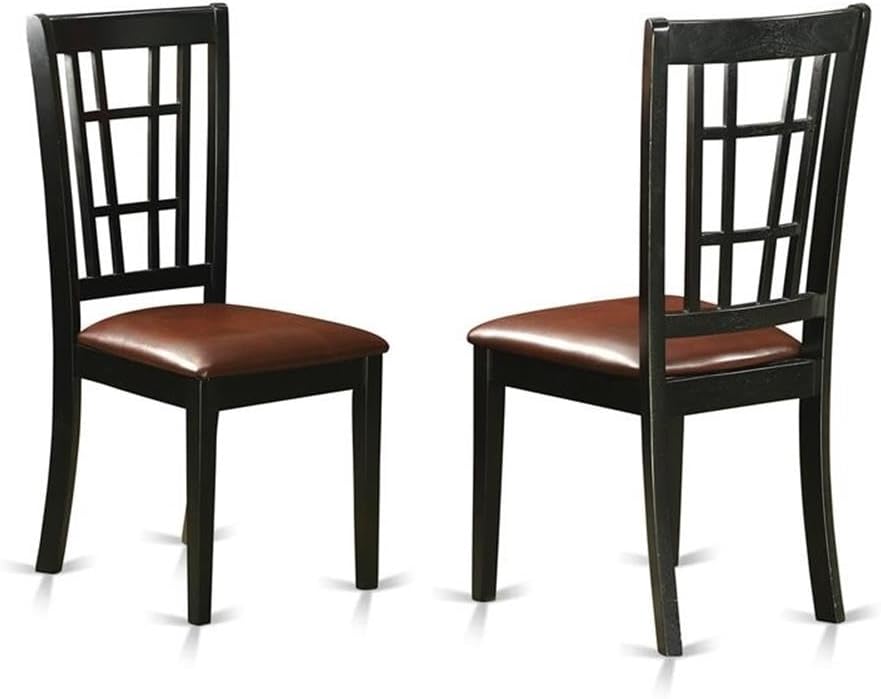 East West Furniture LGNI9-BLK-LC 9 Piece Kitchen Table & Chairs Set Includes a Rectangle Dining Room Table with Butterfly Leaf and 8 Faux Leather Upholstered Chairs, 42x84 Inch, Black