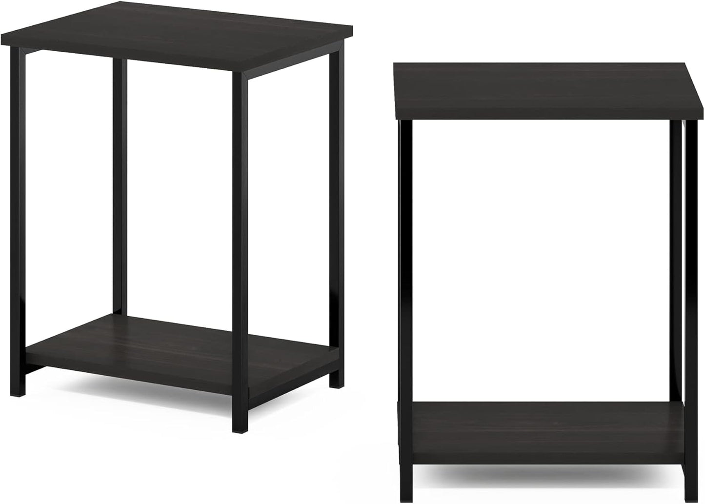 Furinno Simplistic Metal Frame End Table, 2-Pack, Espresso