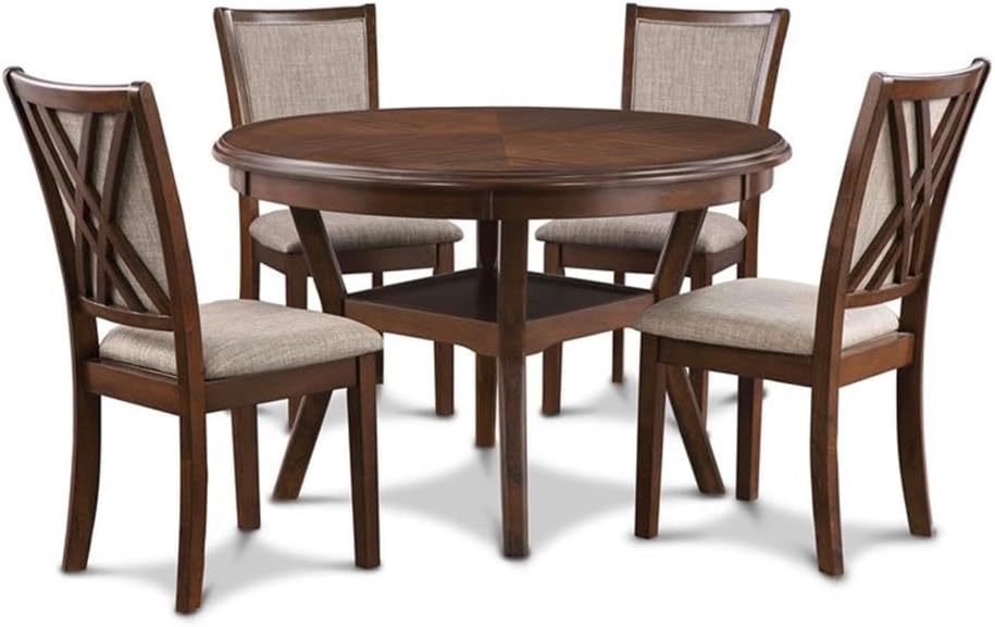 New Classic Furniture Amy Dining Set, Brown Cherry
