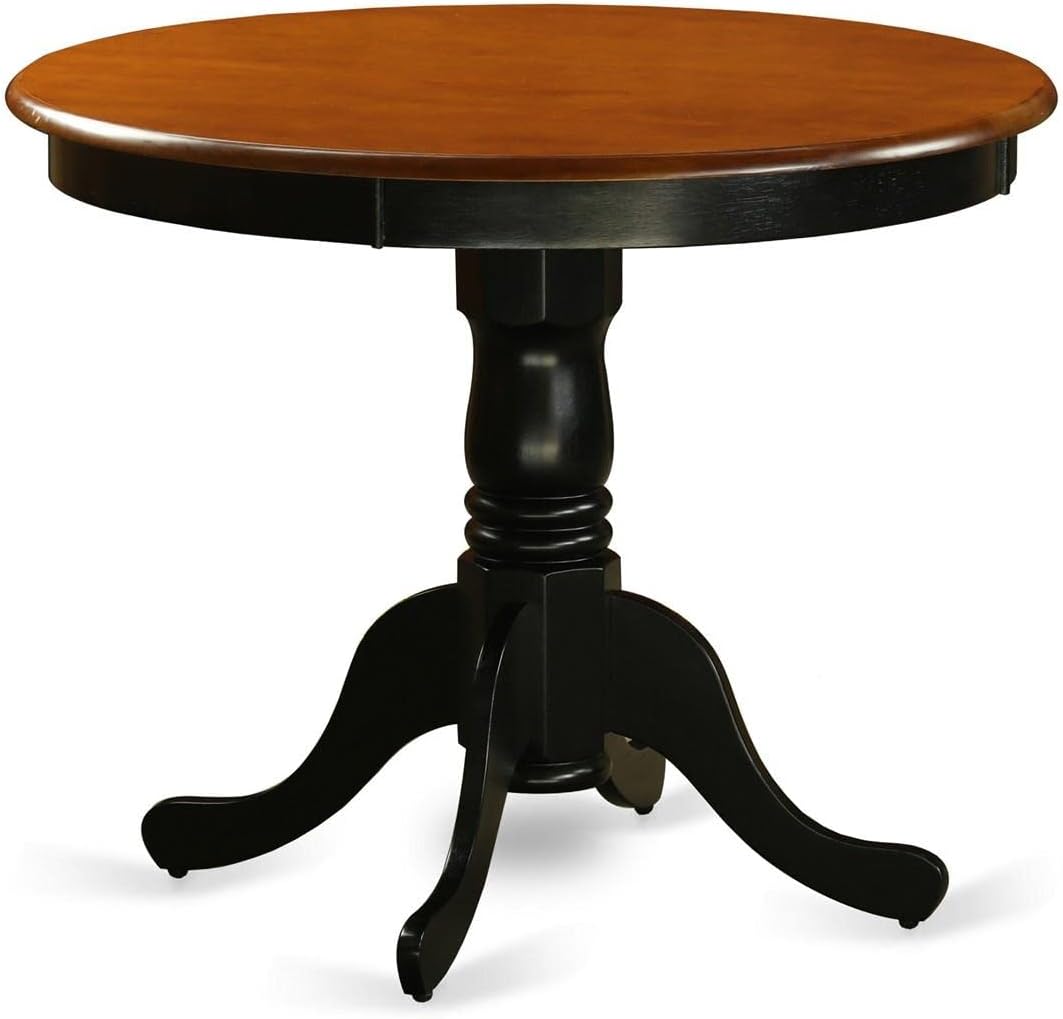 East West Furniture ANWE5-BCH-W 5 Piece Dining Set Includes a Round Kitchen Table with Pedestal and 4 Dining Room Chairs, 36x36 Inch, Black & Cherry
