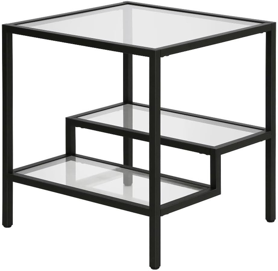 Henn&Hart 20" Wide Square Side Table in Blackened Bronze, Table for Living Room, Bedroom