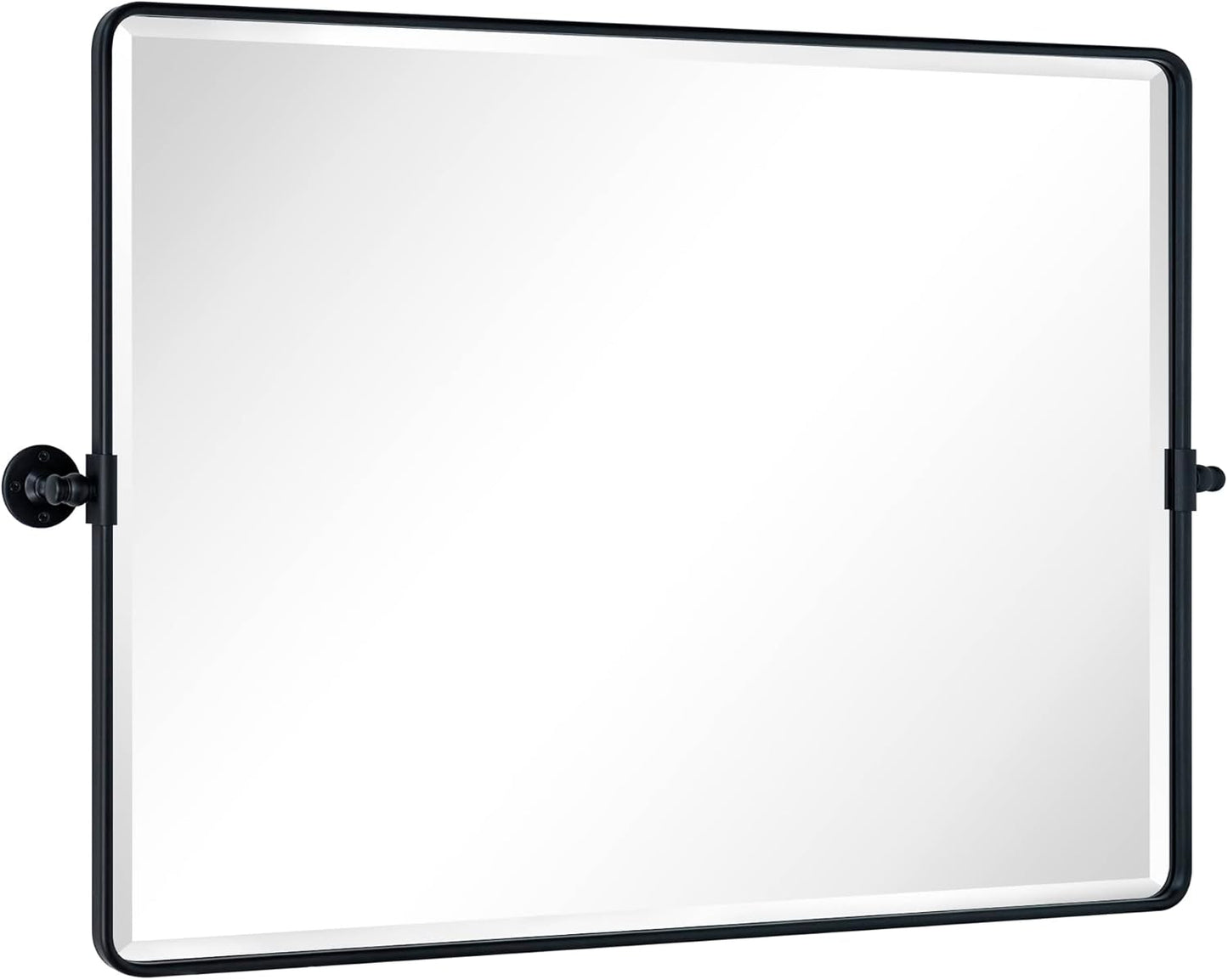 TEHOME 40x30'' Pivot Mirror Matt Black Tilt Bathroom Vanity Mirror Black Metal Framed Rectangle Horizontal Tilting Beveled Vanity Mirrors