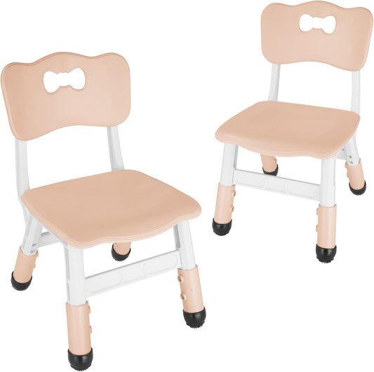 FUNLIO Adjustable Kids Chair (2pcs), 3 Level Height Adjustable Toddler Chair for Ages 3-8, Sturdy Child Chair with Maximum Bearing 220lbs, for Classrooms/Daycares/Homes, CPC & CE Approved - Natural