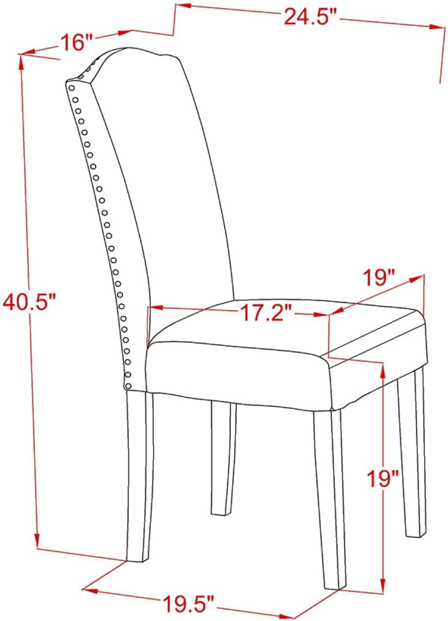 East West Furniture DLEN5-BLK-20 5 Piece Dining Set Includes a Round Dining Room Table with Dropleaf and 4 Dark Gotham Linen Fabric Upholstered Parson Chairs, 42x42 Inch, Black