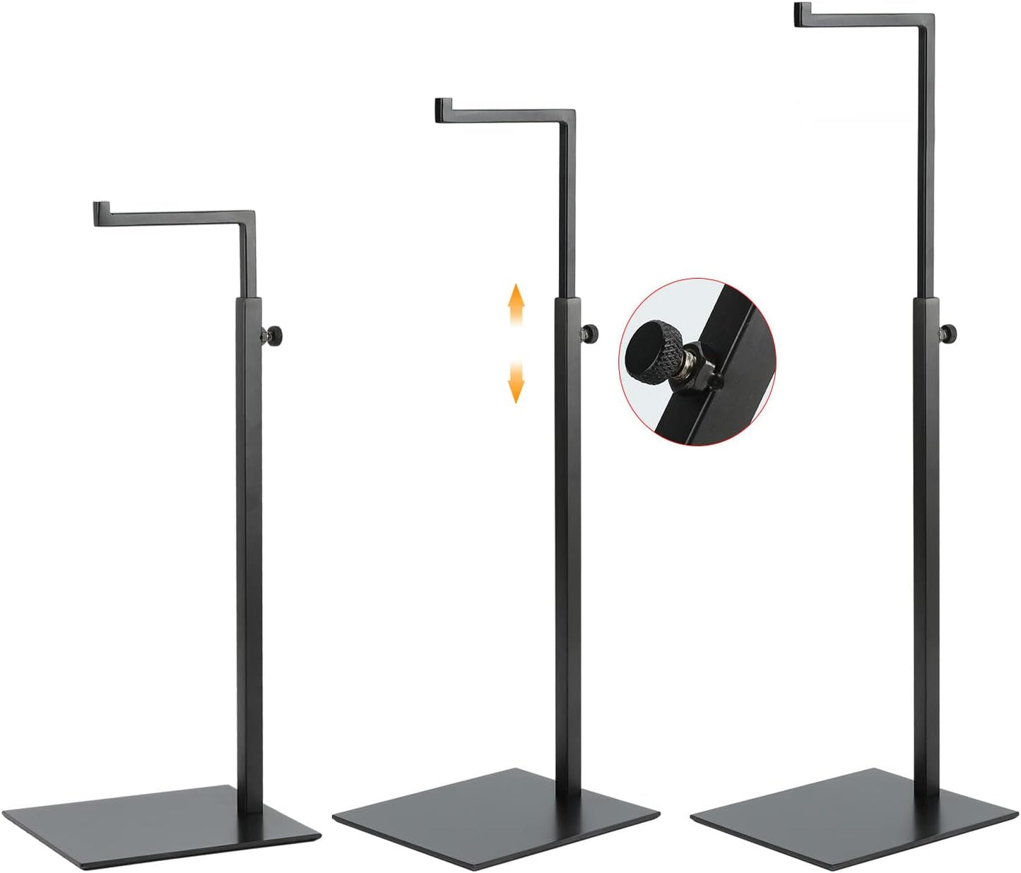 Purse Display Stand - 2 Pack Solid Black Bag Display Rack Stands, Counter Adjustable Height Stainless Steel Purse Handbag Holder Display Stand