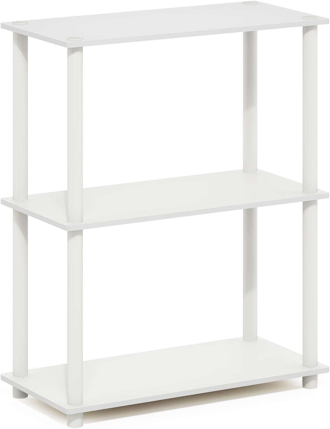 Furinno Turn-N-Tube 3-Tier Compact Multipurpose Shelf Display Rack, White/White