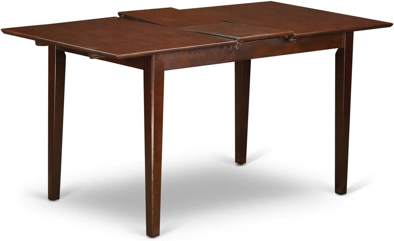 East West Furniture PSIP7-MAH-W 7 Piece Kitchen Table Set Consist of a Rectangle Dining Table with Butterfly Leaf and 6 Dining Room Chairs, 32x60 Inch, Mahogany