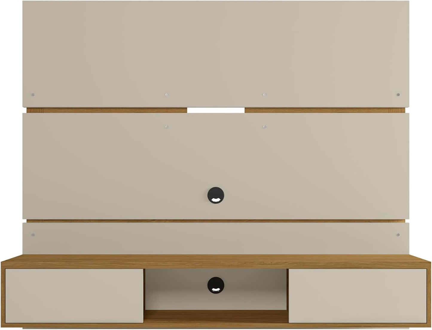 Manhattan Comfort Vernon 62" Floating Entertainment Center, Wall Mounted TV Stand for 55'' Television with Concealed & Open Storage, Hole for Cable Management, Off-White and Cinnamon