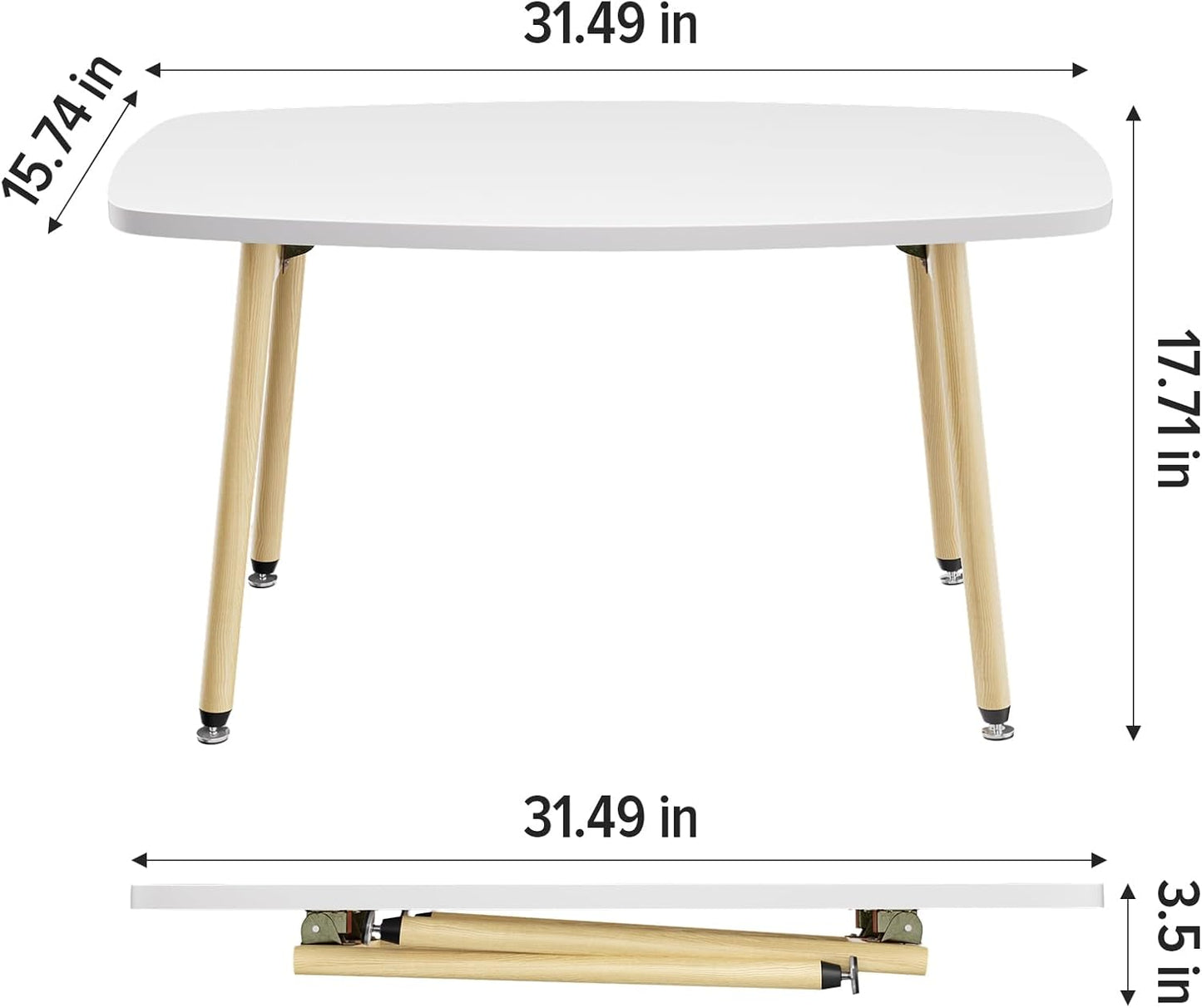 WOHOMO Folding Coffee Table White Small Coffee Tables for Living Room Portable Simple Modern Center Table for Small Spaces, No Assembly, 31.5 * 15.7 * 17.7IN, White Htp
