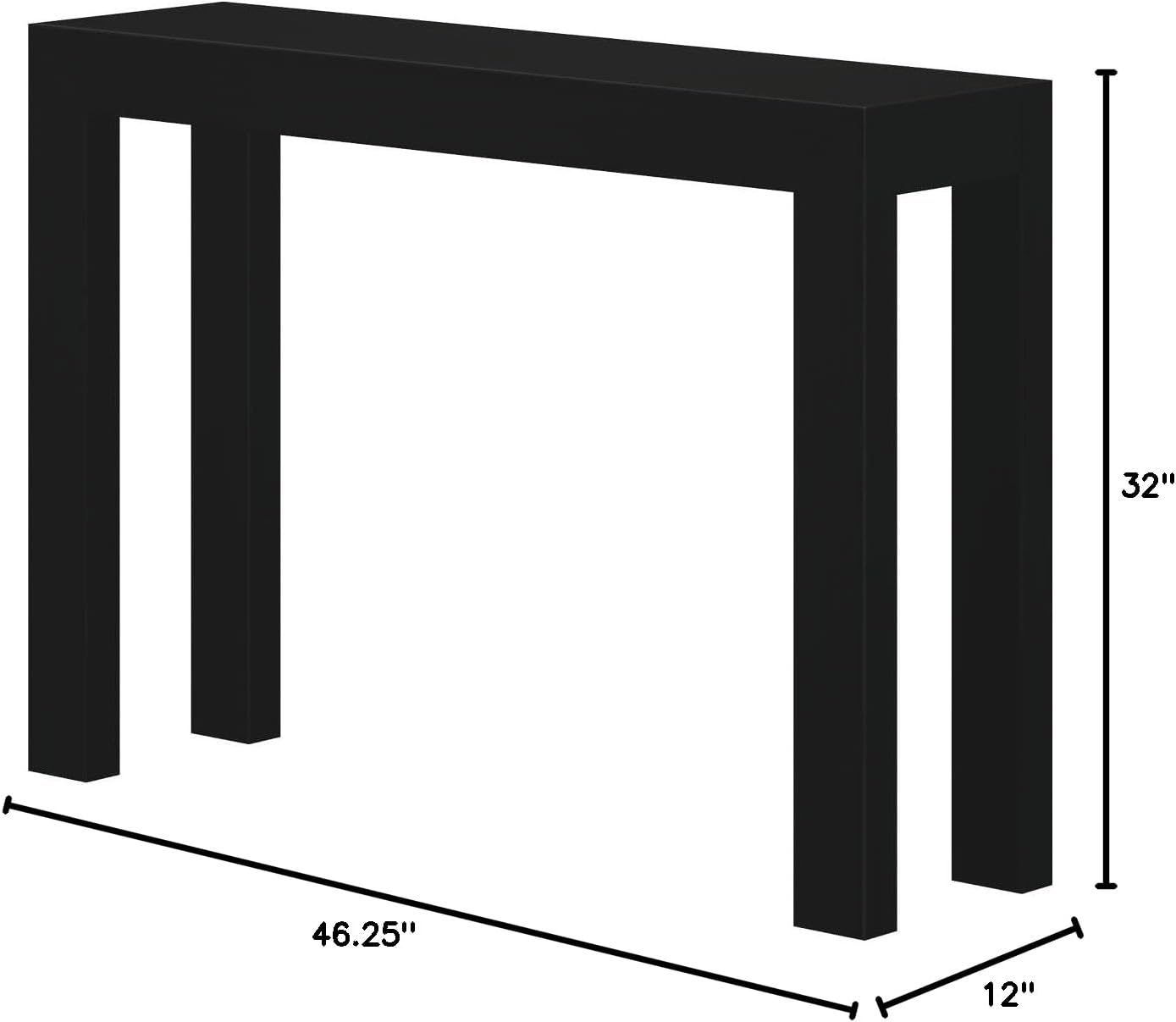 Plank+Beam Modern Solid Wood Console Table, 46.25 Inch, Sofa Table, Narrow Entryway Table for Hallway, Behind The Couch, Living Room, Foyer, Easy Assembly, Black