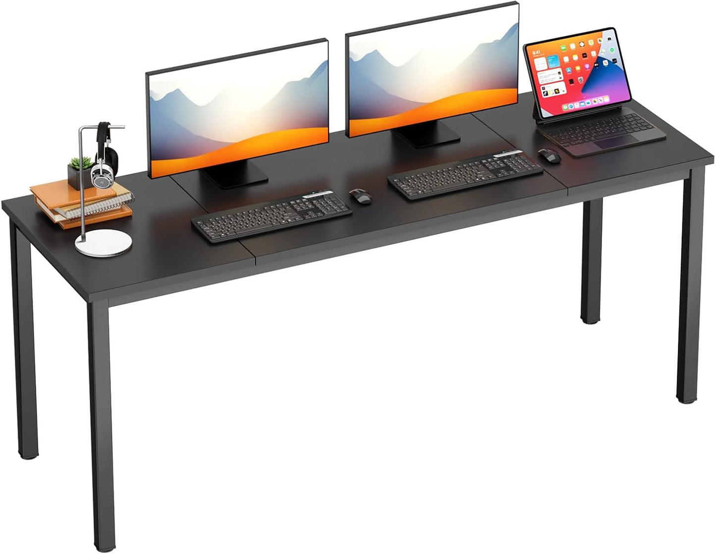 DlandHome 71 inches X-Large Computer Desk, Composite Wood Board, Decent and Steady Home Office Desk/Workstation/Table,Black,23.6Wide