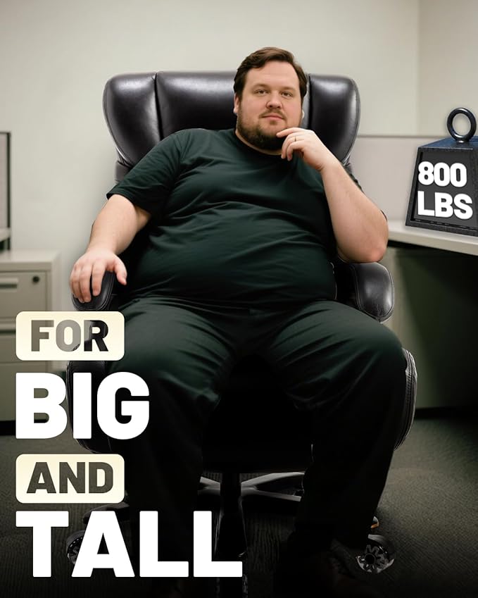 800LBS Big and Tall Office Chair for Heavy People, Extra Wide Seat and Adjustable Lumbar, Heavy Duty Executive Chair with High Back, Large Computer Desk Chair Comfortable for Home Office