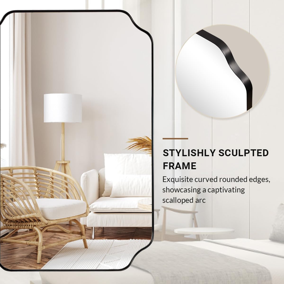 ANDY STAR 30x40 Inch Matte Black Mirror, Unique Rectangle Mirror for Vanity, Bathroom Mirror in Premium Stainless Steel Metal Thin Frame Deep 1’’, Large Wall-Mounted Mirror(Horizontal/Vertical)