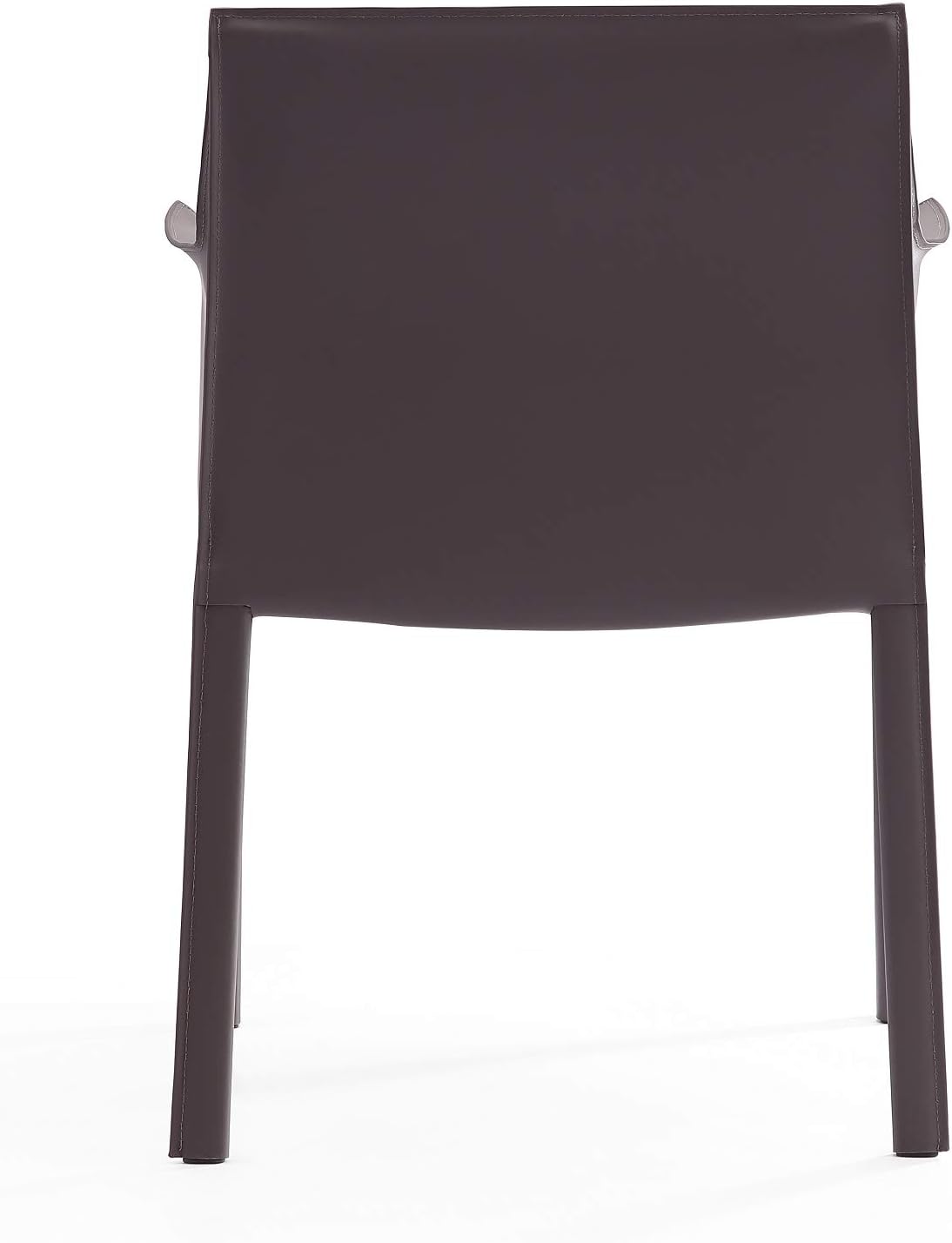Manhattan Comfort Paris Modern Saddle Leather Dining Chairs, Metal Frame, Comfortable Padded Seat, Fully Assembled Armchair Accent Furniture, Set of 2, Grey