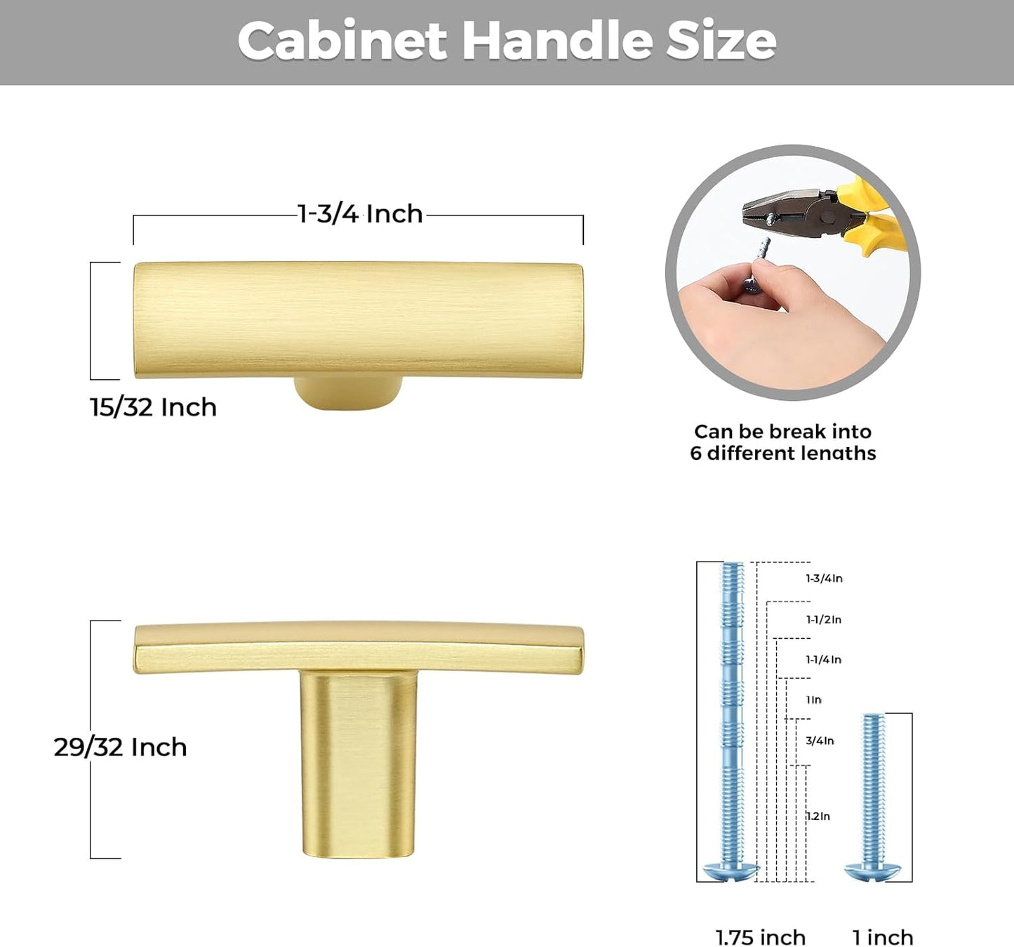 5 Pack Cabinet Handles Single Hole - Curved Cabinet Knobs Brushed Brass Drawer Pulls for Kitchen Cupboard Solid Pulls for Dresser Drawer Arch Closet Hardware