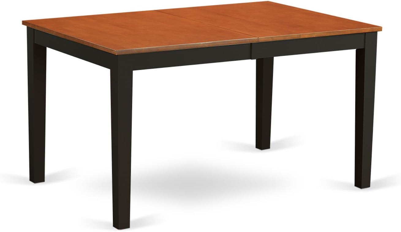 East West Furniture NIQU6-BCH-W 6 Piece Dining Room Table Set Contains a Rectangle Kitchen Table with Butterfly Leaf and 4 Dining Chairs with a Bench, 36x66 Inch, Black & Cherry